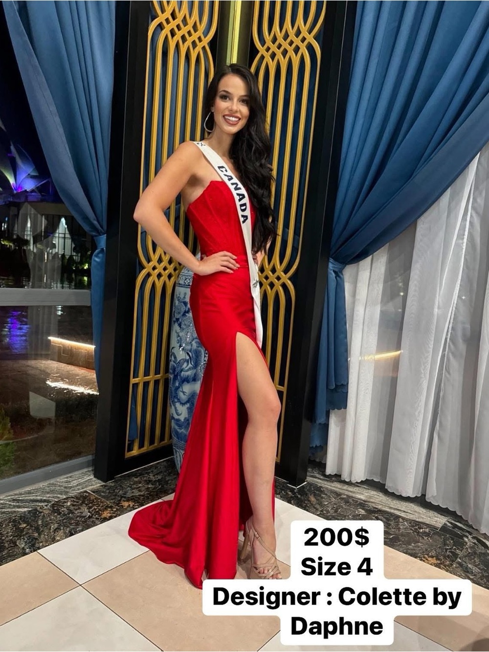Red Evening Gown with Side Slit